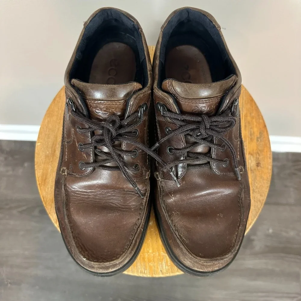 Ecco Track 25 Mens 43 US 9-9.5 Hiking Shoes Brown Leather Waterproof Gore Tex